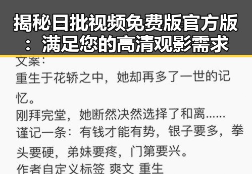 揭秘日批视频免费版官方版:满足您的高清观影需求