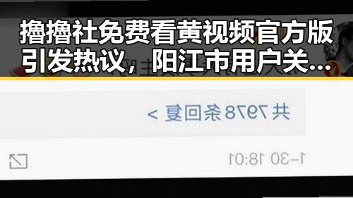 擼擼社免费看黄 视频官方版引发热议，阳江市用户关注焦点