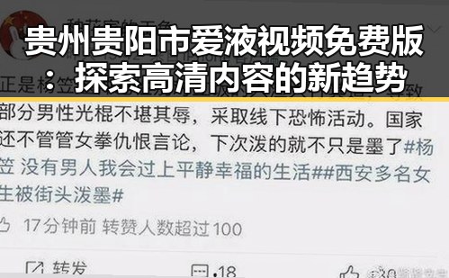 贵州贵阳市爱液视频免费版：探索高清内容的新趋势